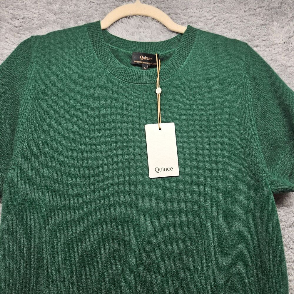 Quince Green Mongolian Cashmere Sweater Womens Size L Luxury Classic - Picture 3 of 8